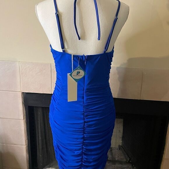 NWT Women’s Plus Bodycon Ruched Cocktail Dress Party Formal Royal Blue - Picture 3 of 11